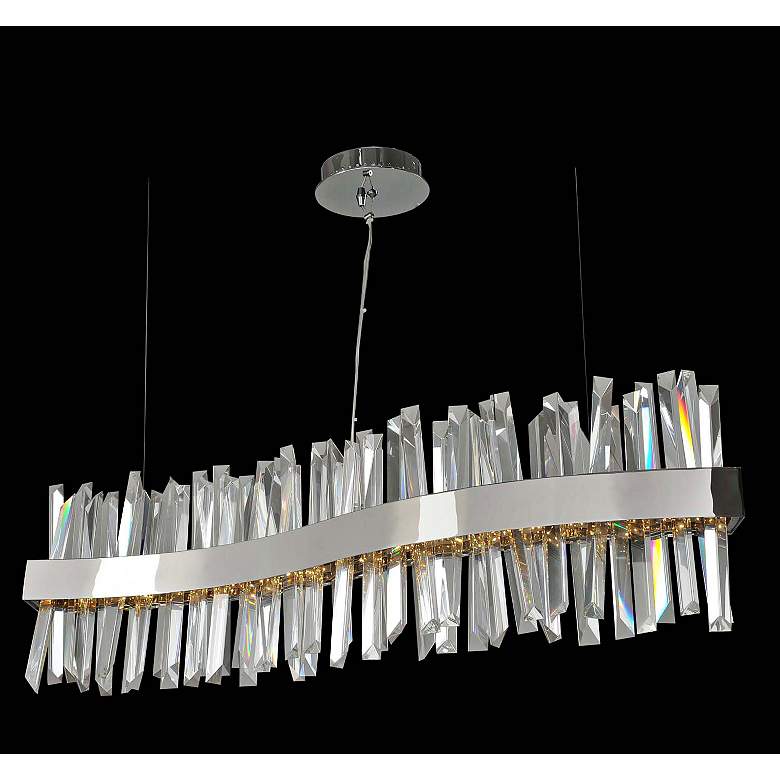 Image 1 Glacier 42"W Chrome Wave LED Kitchen Island Light Pendant