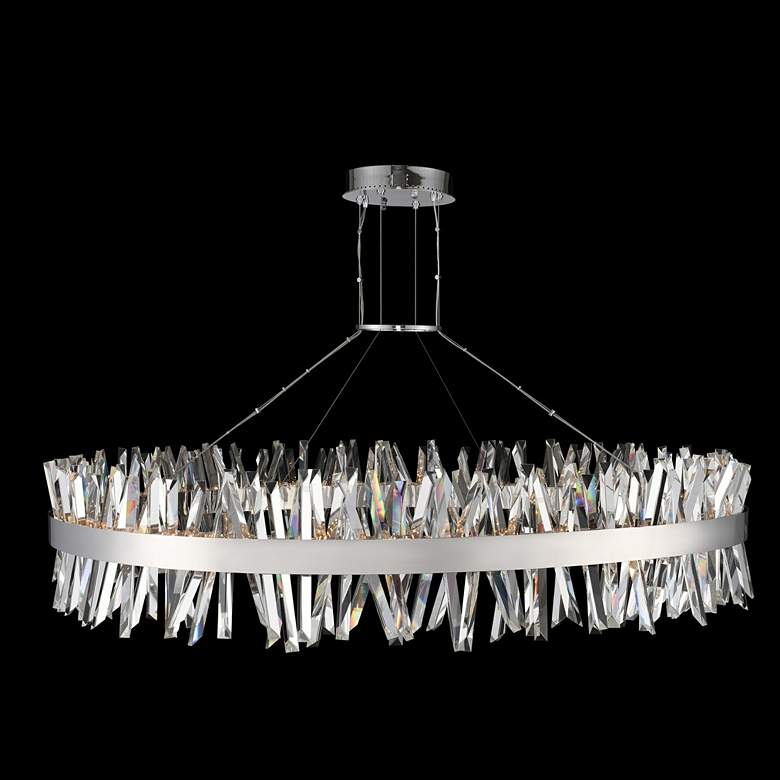 Image 1 Glacier 60"W Chrome Crystal Round LED Island Pendant Light