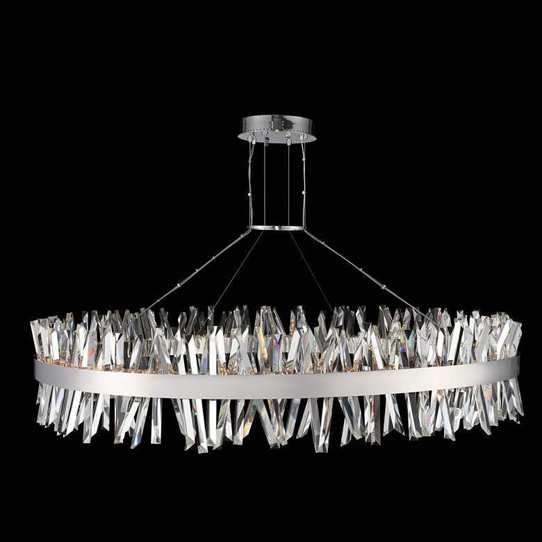 Image 1 Glacier 60 inchW Chrome Crystal Round LED Island Pendant Light