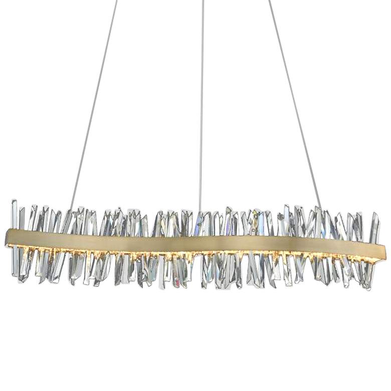 Image 1 Glacier 60"W Gold LED Crystal Kitchen Island Light Pendant