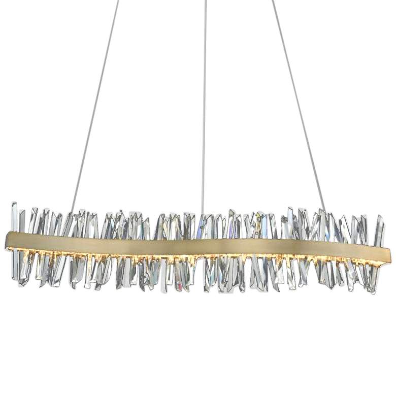 Image 1 Glacier 60 inchW Gold LED Crystal Kitchen Island Light Pendant