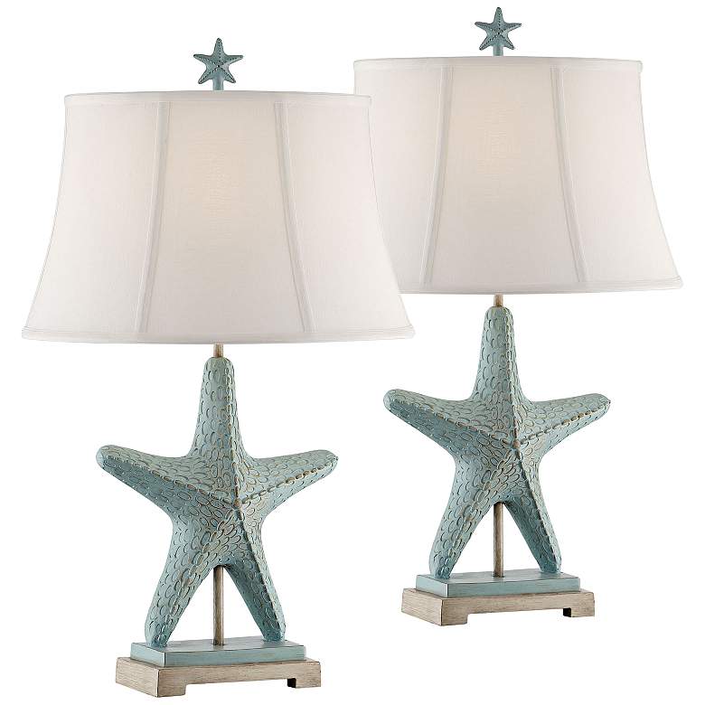 Image 1 Glacier Blue Starfish Table Lamps Set of 2