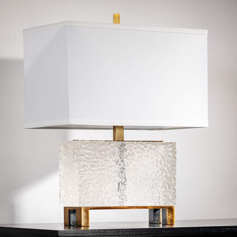 Image 1 Glacier Clear and Antique Brass Accent Table Lamp