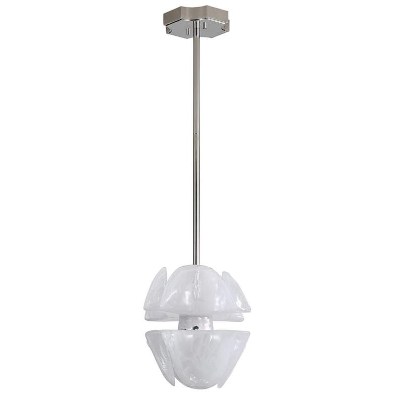 Image 1 Glacier LED 2-Light Pendant in Polished Nickel with Icy Glass Shade