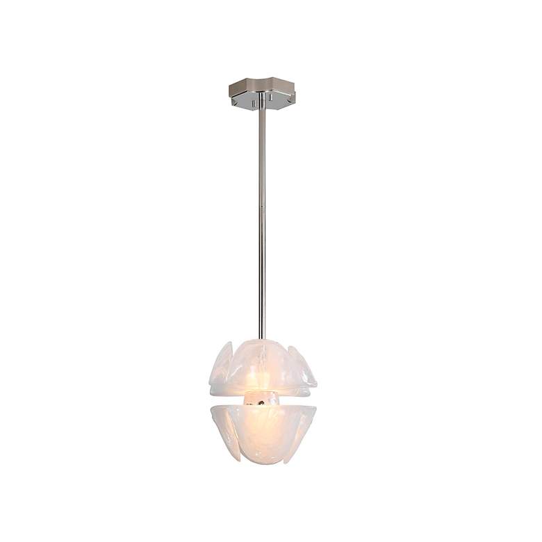 Image 2 Glacier LED 2-Light Pendant in Polished Nickel with Icy Glass Shade more views