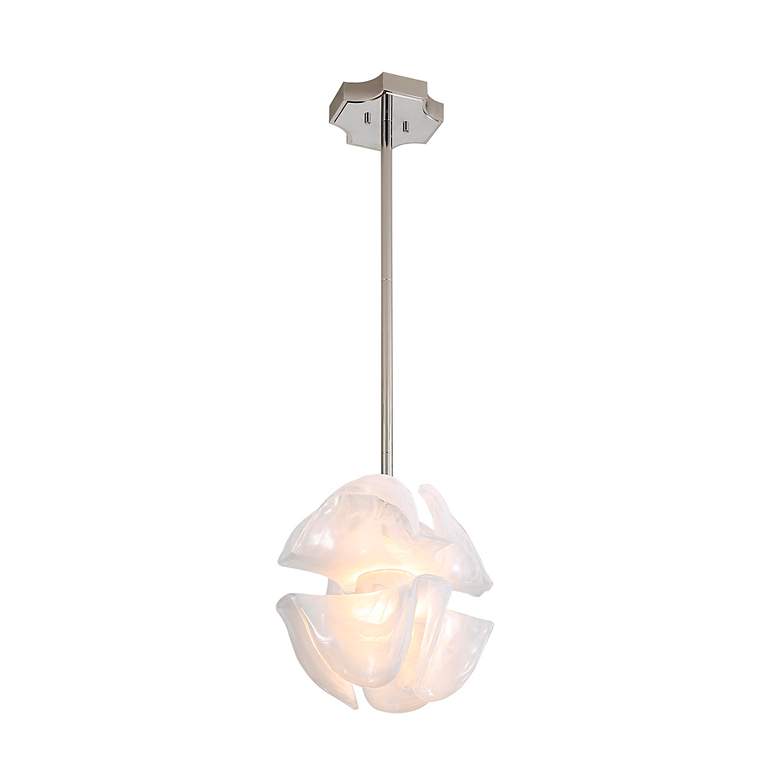 Image 3 Glacier LED 2-Light Pendant in Polished Nickel with Icy Glass Shade more views