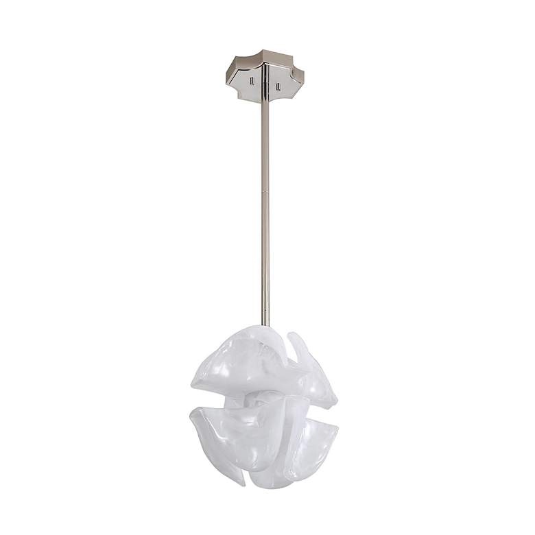 Image 4 Glacier LED 2-Light Pendant in Polished Nickel with Icy Glass Shade more views