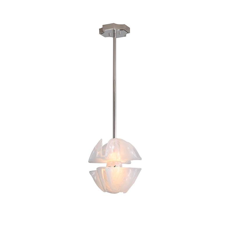Image 5 Glacier LED 2-Light Pendant in Polished Nickel with Icy Glass Shade more views