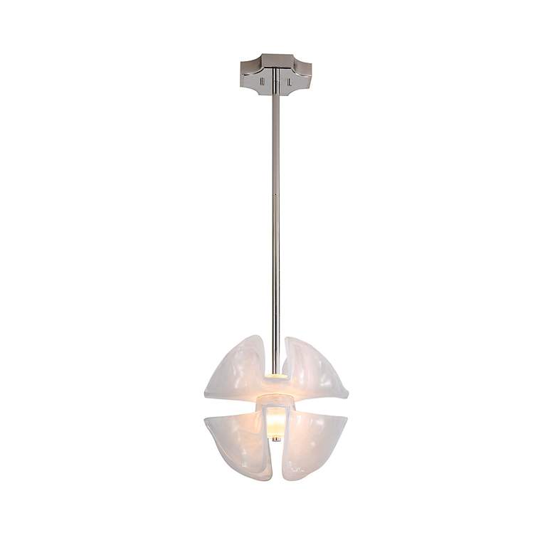 Image 6 Glacier LED 2-Light Pendant in Polished Nickel with Icy Glass Shade more views