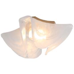 Glacier LED Flush Mount in Polished Nickel with Icy Glass Shade