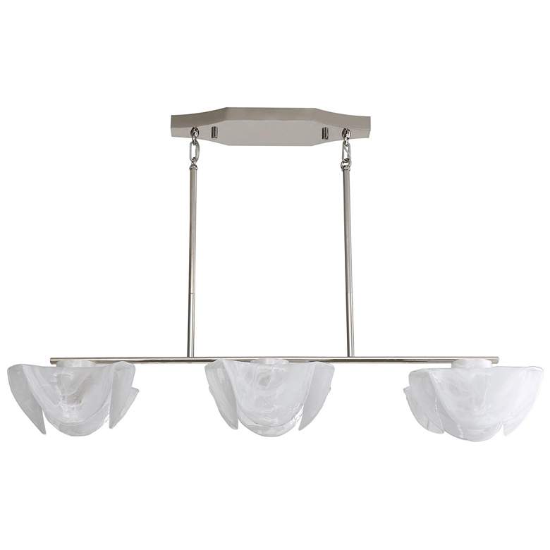 Image 1 Glacier LED Linear Pendant in Polished Nickel with Icy Glass Shade