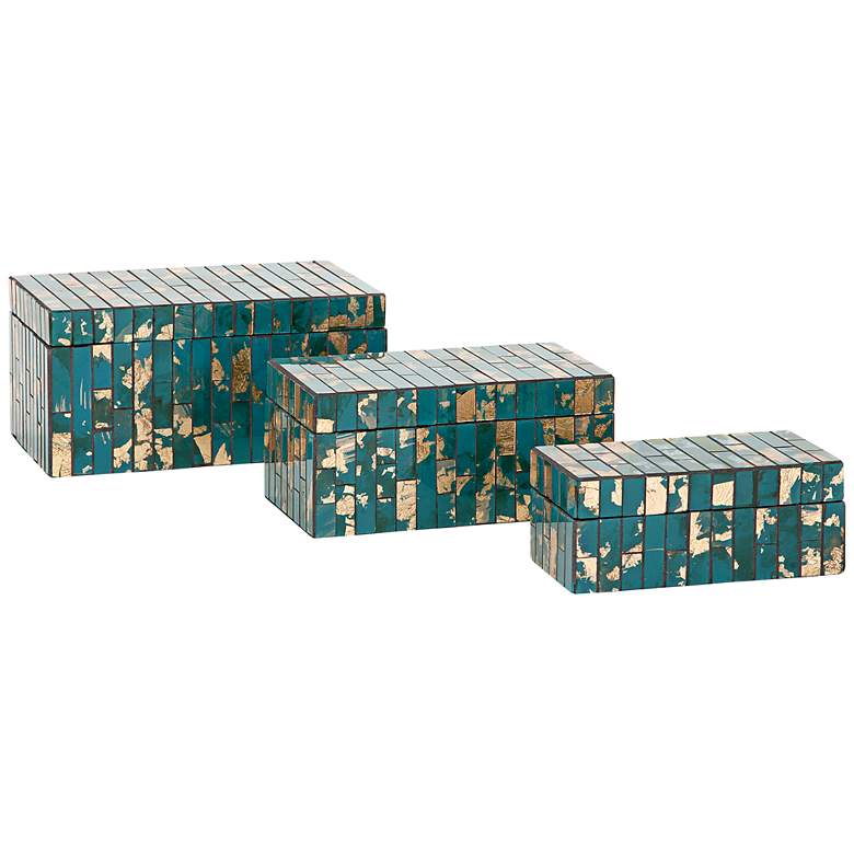 Image 1 Glacier Mosaic 3-Piece Decorative Boxes Set