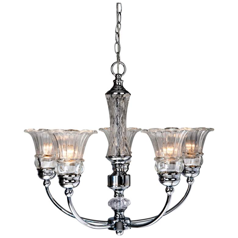 Image 1 Glacier Petal 24 1/2"W Flawless Chrome 5-Light Chandelier