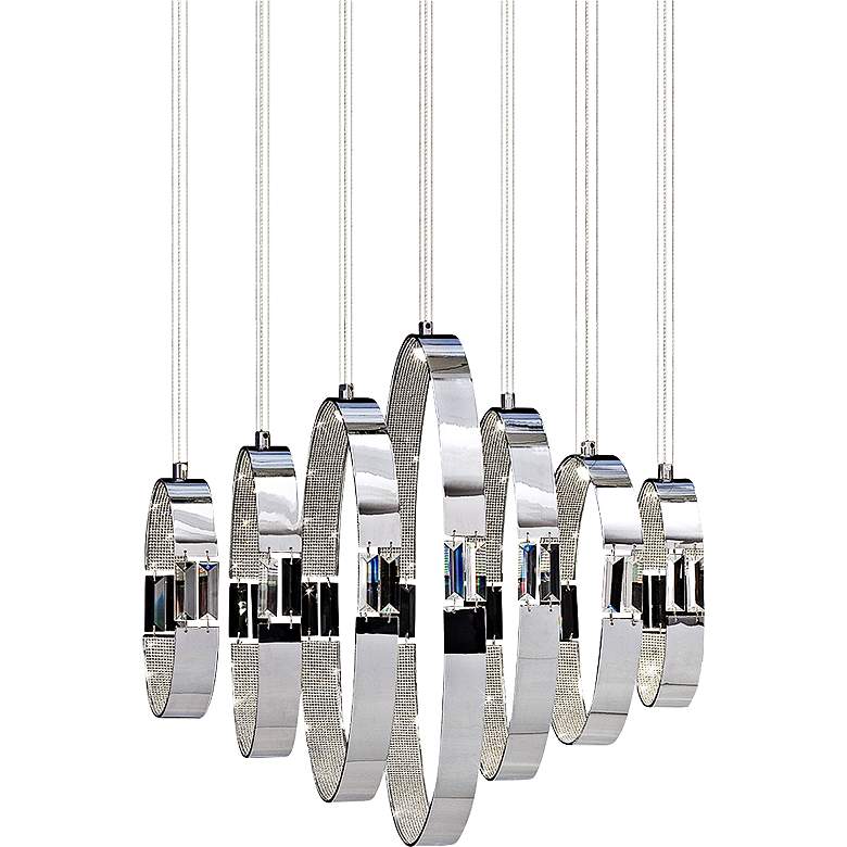 Image 1 Glade 24 3/4 inch-W 7-Light LED Pendant in Chrome by Eurofase