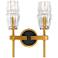 Gladstone 13 1/2" High Brass and Black 2-Light Wall Sconce