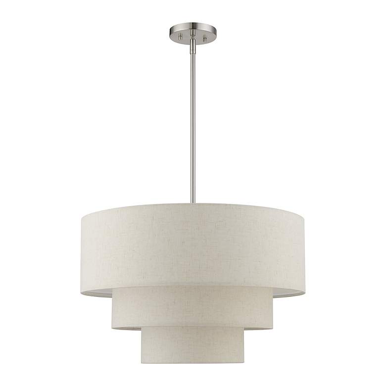 Image 3 Gladstone 23" Wide Brushed Nickel 3-Tier Drum Pendant Light more views