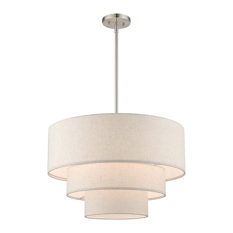 Image 4 Gladstone 23" Wide Brushed Nickel 3-Tier Drum Pendant Light more views