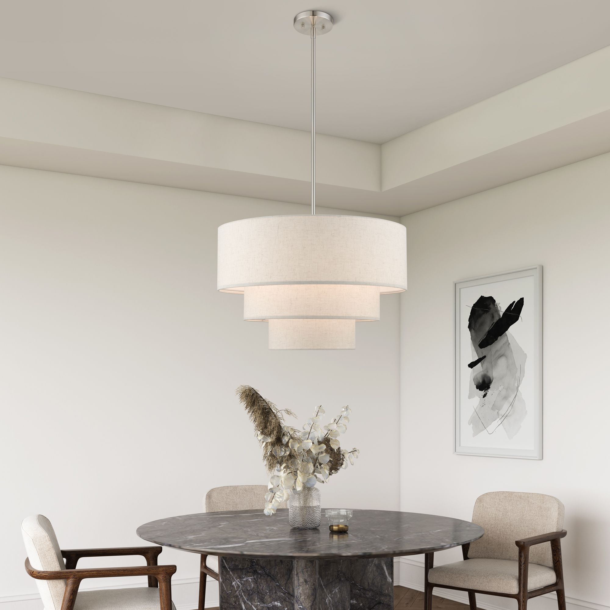 Gladstone 23" Wide Brushed Nickel 3-Tier Drum Pendant Light