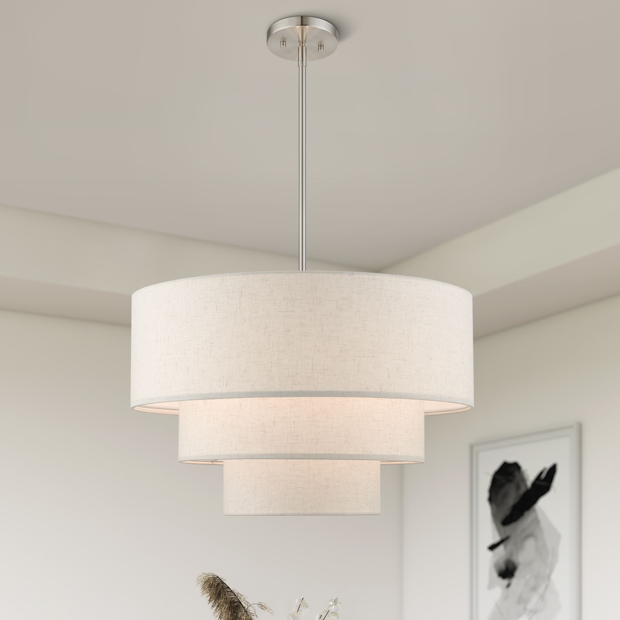 Gladstone 23" Wide Brushed Nickel 3-Tier Drum Pendant Light