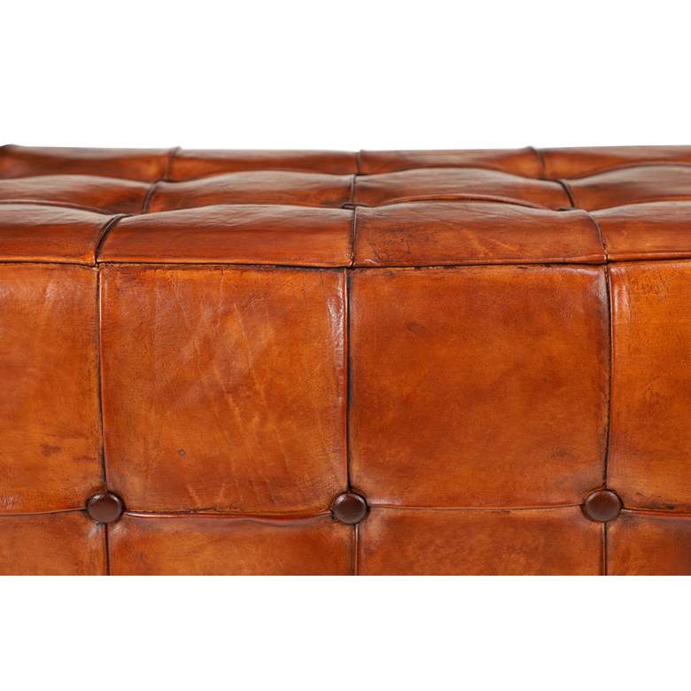 Image 3 Gladys 48" Wide Brown Cow Leather Rectangular Tufted Bench more views