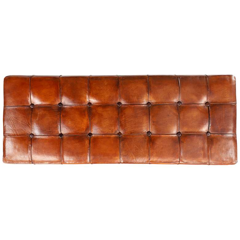 Image 4 Gladys 48 inch Wide Brown Cow Leather Rectangular Tufted Bench more views