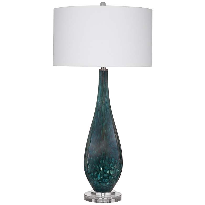Image 2 Glaize Blue Art Glass Table Lamp