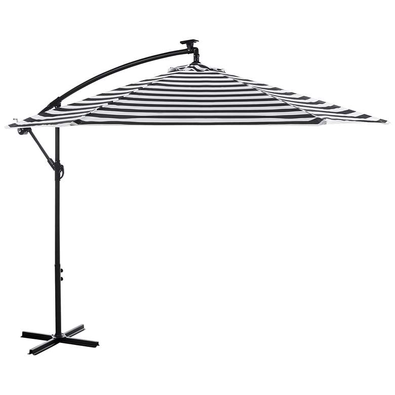 Image 1 Glam 10-Foot Black and White Stripes Cantilever Umbrella