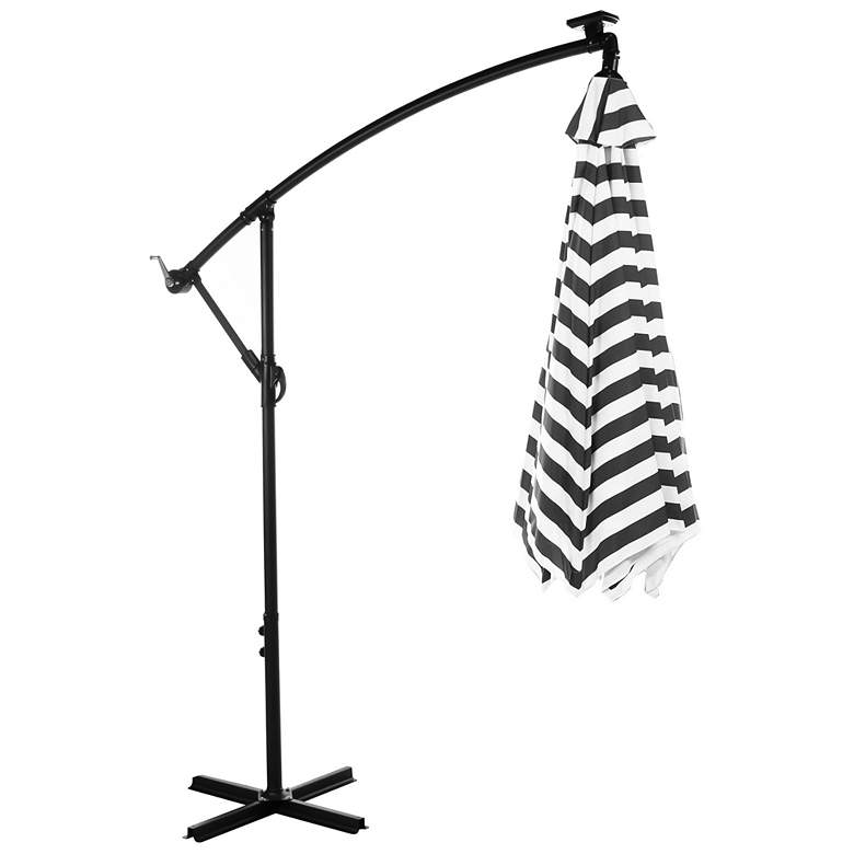 Image 3 Glam 10-Foot Black and White Stripes Cantilever Umbrella more views