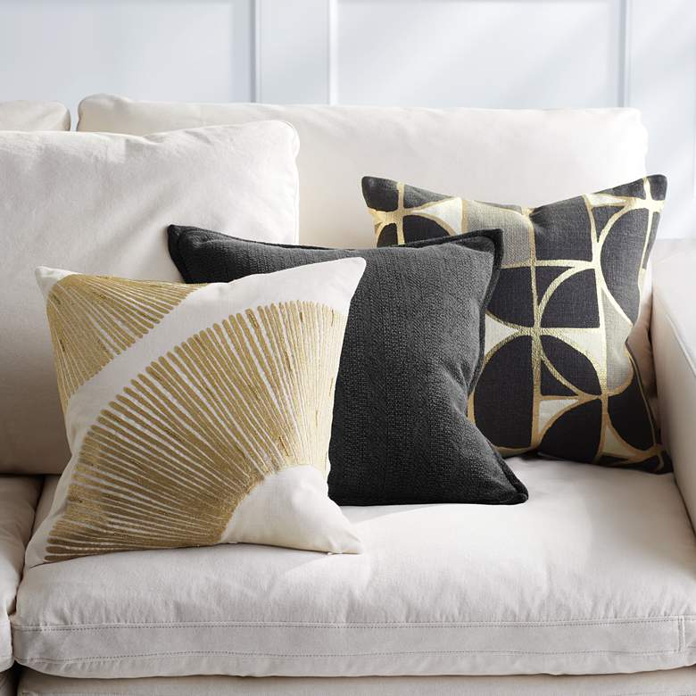 Image 1 Glam Black and Gold 18 inch Square Decorative Pillows Set of 3