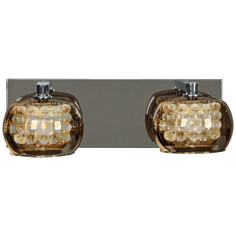 Image 1 Glam Chrome 14 1/2" Wide 2-Light Mirror Glass Bath Light