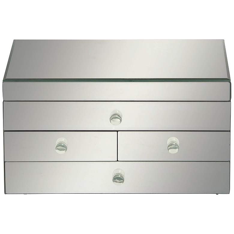 Image 2 Glam Silver Mirrored 4-Drawer Jewelry Box