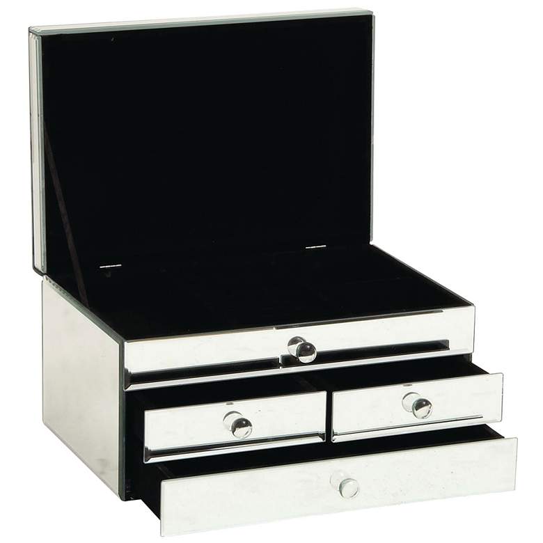 Glam Silver Mirrored 4-Drawer Jewelry Box more views