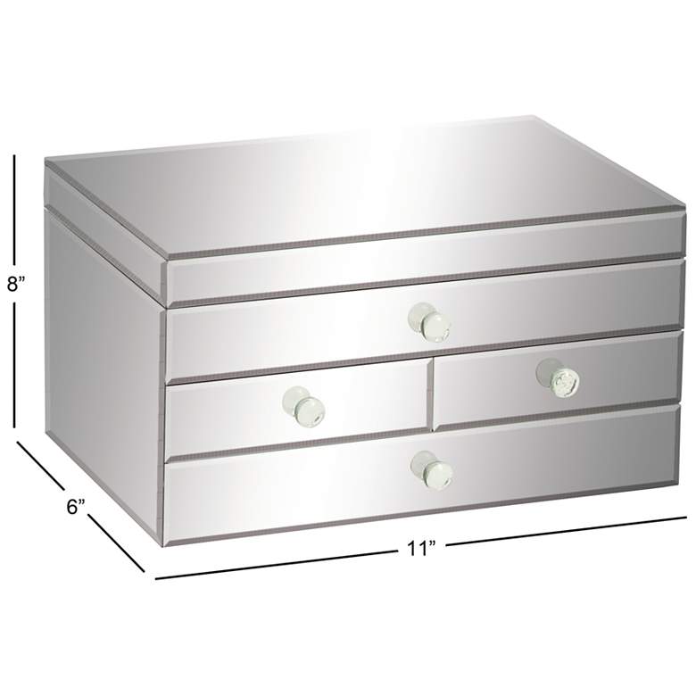 Image 5 Glam Silver Mirrored 4-Drawer Jewelry Box more views