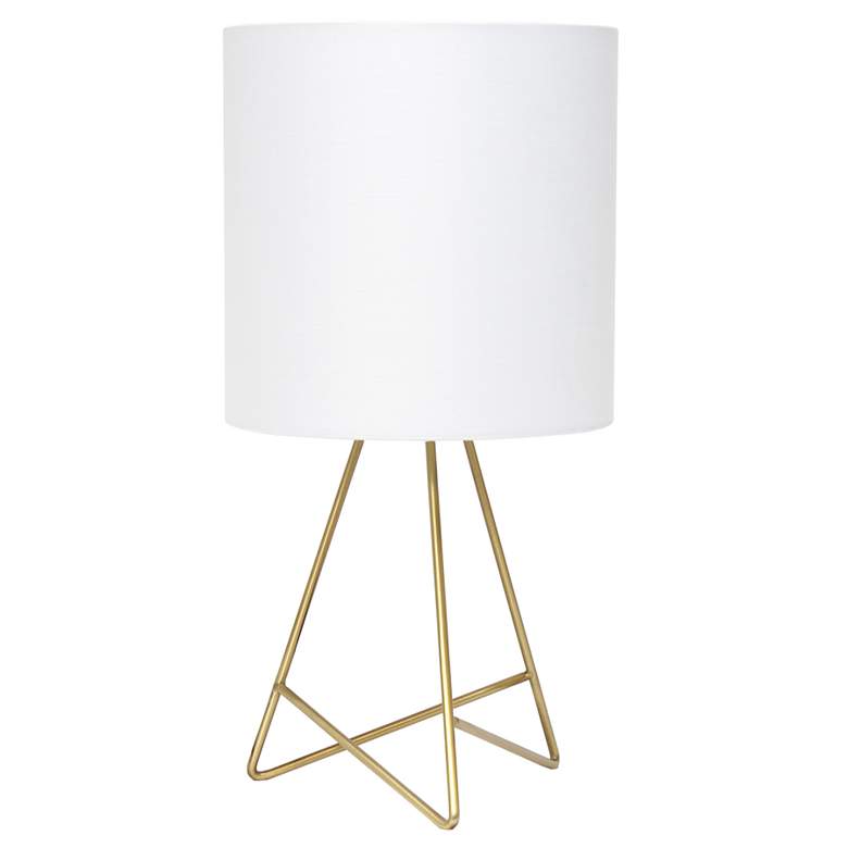 Image 1 Glamora 14" Modern Wire Table Lamp, Gold with White Shade