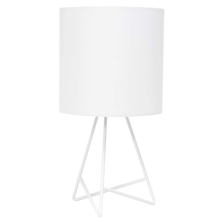 Image 1 Glamora 14" Modern Wire Table Lamp, White with White Shade