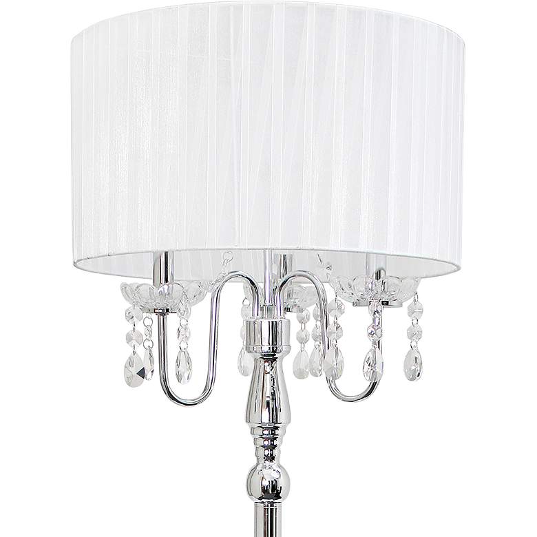 Image 4 Glamorous Chrome Crystal 3-Light Floor Lamp with White Shade more views