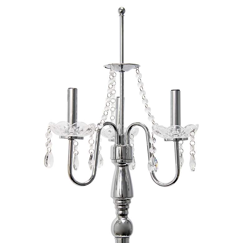Image 5 Glamorous Chrome Crystal 3-Light Floor Lamp with White Shade more views