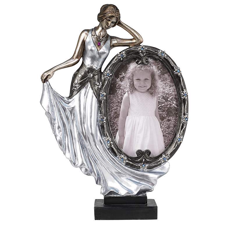 Image 1 Glamour 10 3/4" High Art Deco Figurine Picture Frame