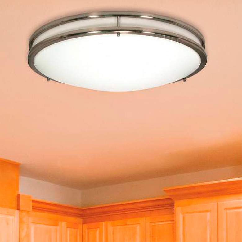 Image 2 Glamour 14" Wide Brushed Nickel LED Ceiling Light