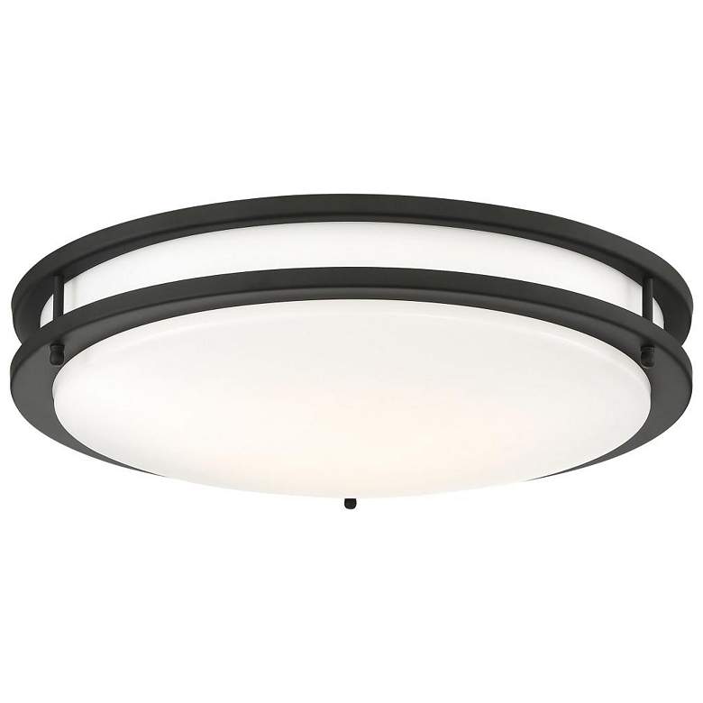 Image 1 Glamour 17" Wide Matte Black LED Round Ceiling Light