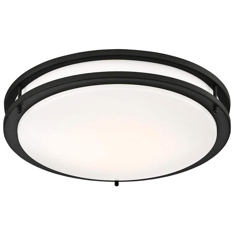 Image 3 Glamour 17" Wide Matte Black LED Round Ceiling Light more views