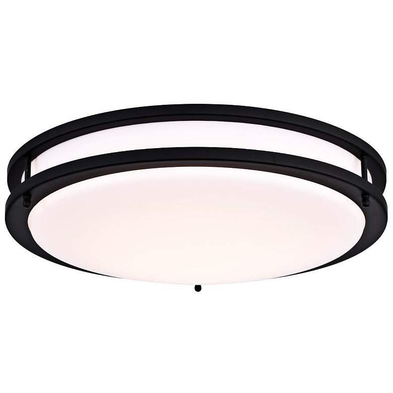Image 4 Glamour 17" Wide Matte Black LED Round Ceiling Light more views
