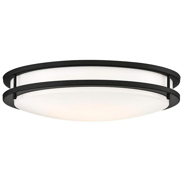 Image 5 Glamour 17" Wide Matte Black LED Round Ceiling Light more views