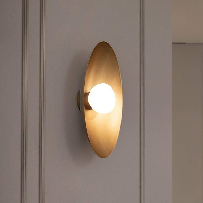 Image 1 Glamour 18"H x 9"W 1-Light Wall Sconce in Aged Brass