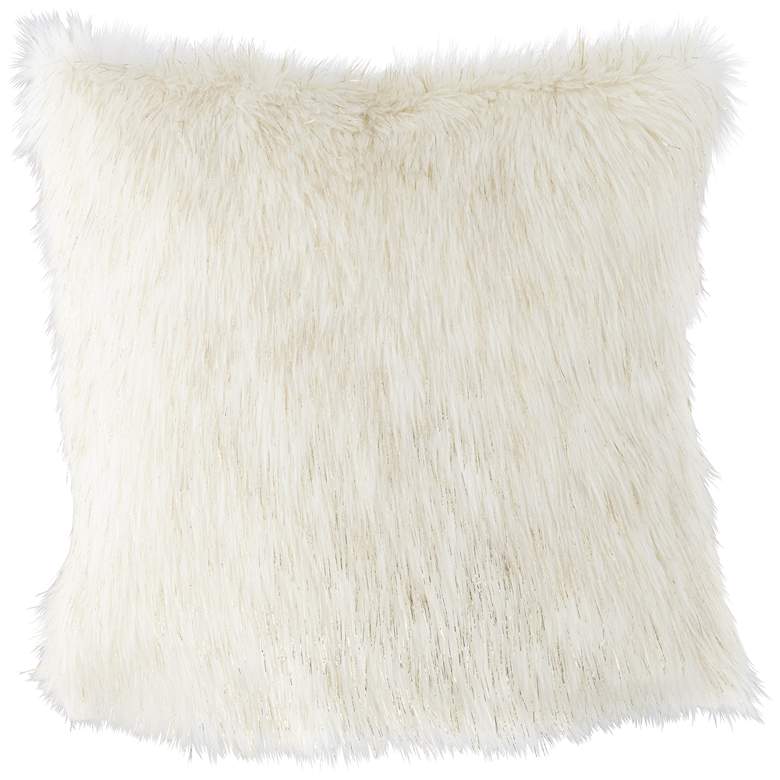 Image 1 Glamour Fox Ivory and Gold Specks 18 inchW Faux Fur Pillow