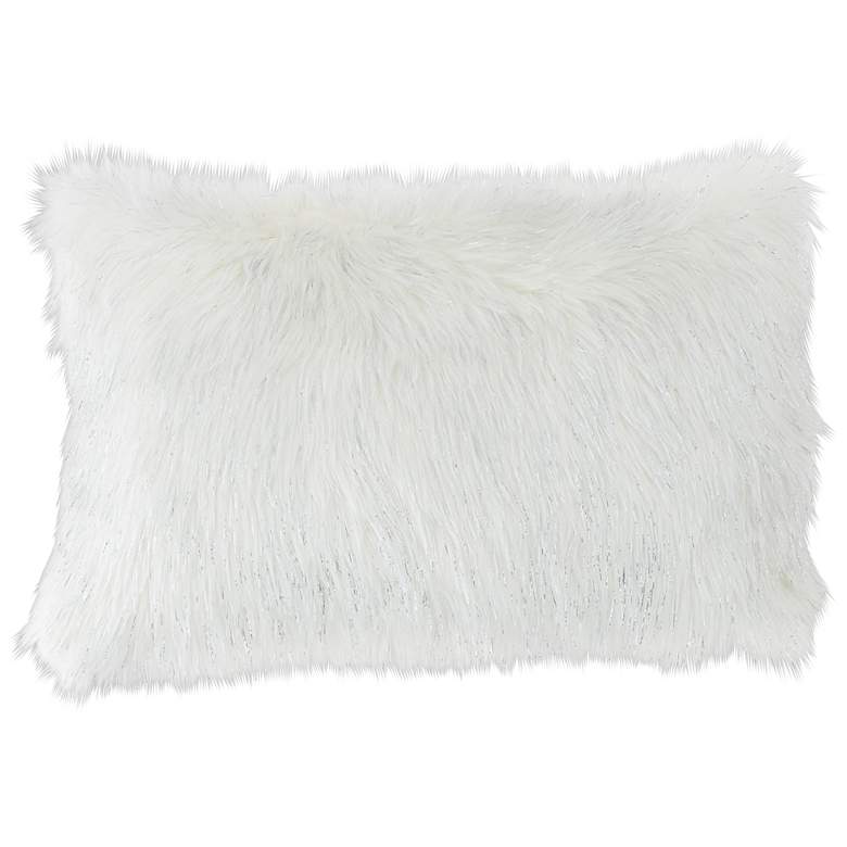 Image 1 Glamour Fox Ivory and Silver Specks 20 inchW Faux Fur Pillow