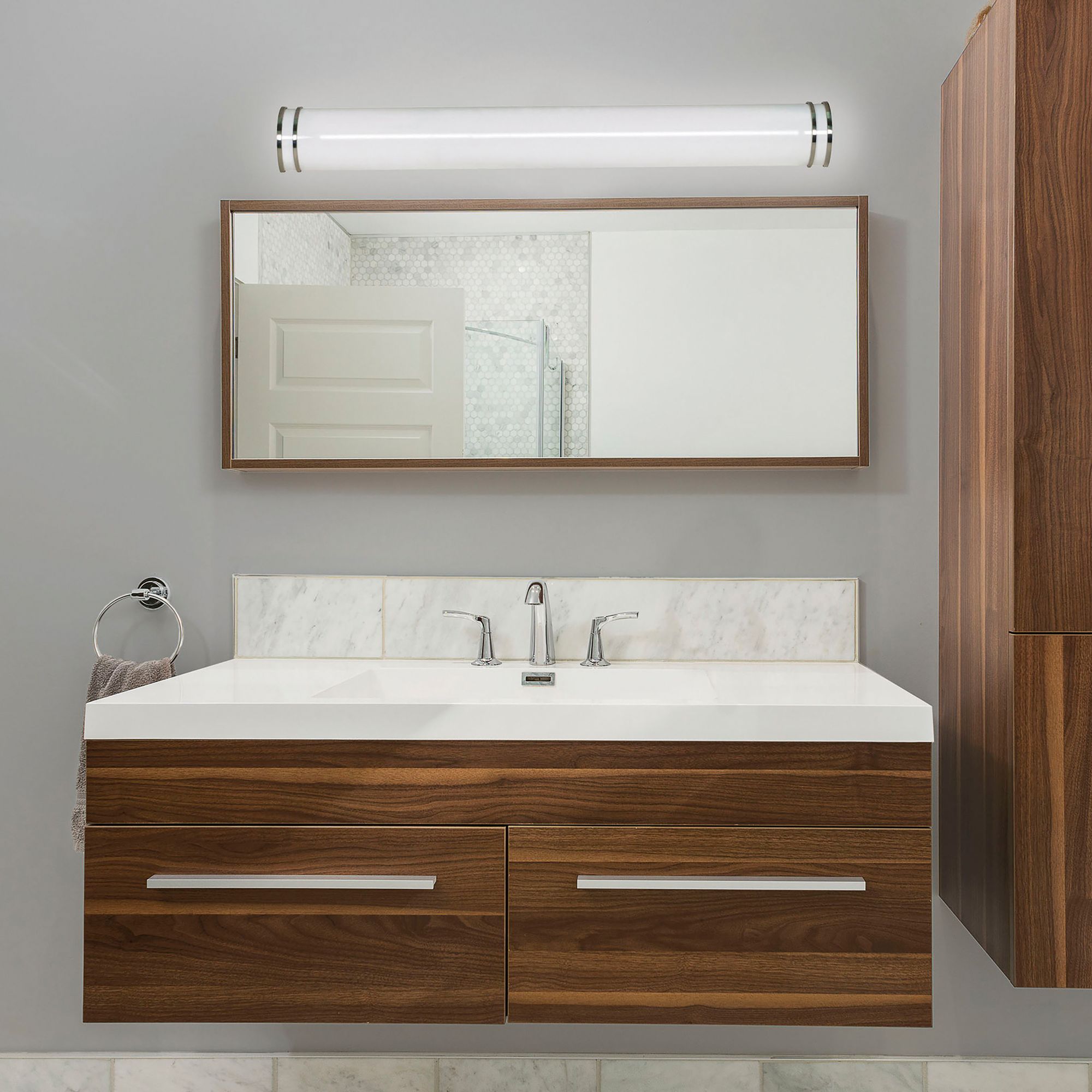 Glamour LED 49 inch; Vanity; Brushed Nickel Finish; CCT Selectable 3K/4K/5K