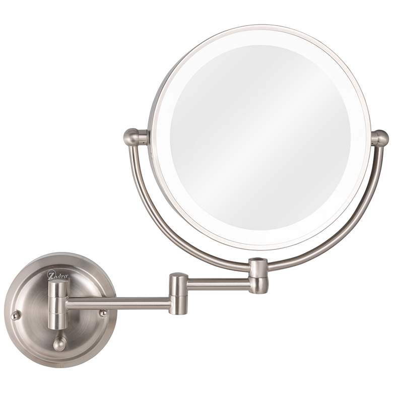 Image 3 Glamour Satin Nickel Hardwire Lighted Makeup Wall Mirror more views