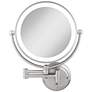 Glamour Satin Nickel Round Adjustable Lighted Makeup Wall Mirror