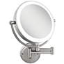 Glamour Satin Nickel Round Adjustable Lighted Makeup Wall Mirror